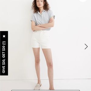 NWT Madewell high rise denim shorts in tile white size 26